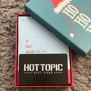 Hot Topic $50 Gift Card Black New Unused with Box